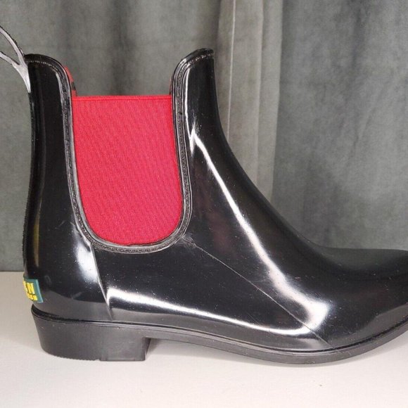 Lauren Ralph Lauren Tally Rain Boots Black Red Lady Bug Size 9 EUC - Picture 6 of 8